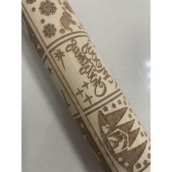 Jesus Christmas Rolling Pin Scroll Bake with Jesus Mold Bake Relief Cookies - Picture 4 of 4